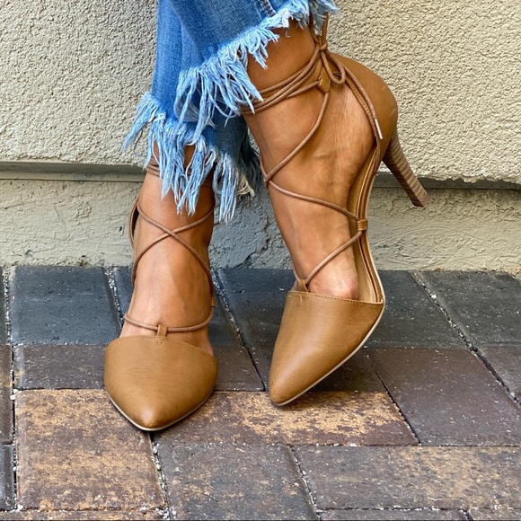 Genuine Leather Ankle Wrap Pointed Stiletto Pump - Picture 4 of 9